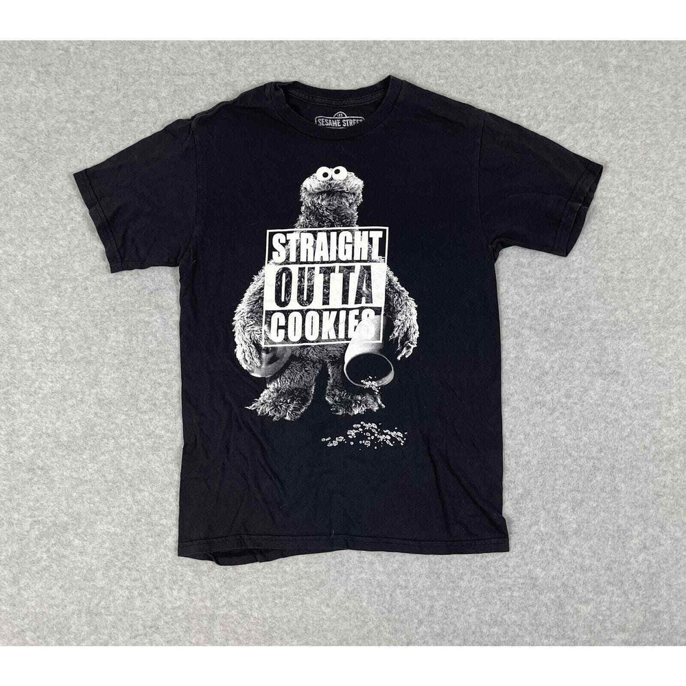 Sesame Street Cookie Monster T Shirt Mens S Straight Out of Cookies NWA Rap